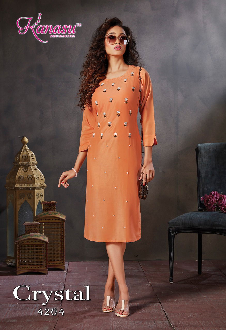 Kanasu Crystal Latest Fancy Designer Casual Wear Viscose Kurti Collection  